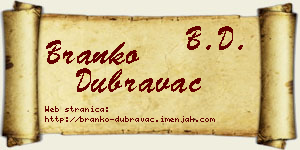 Branko Dubravac vizit kartica